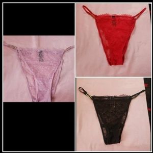 Victoria's Secret Very Sexy Floral Lace Brazilian Slip Set of 3
